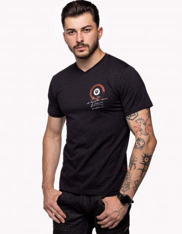 Men's T-Shirt Flyer. Color black. .