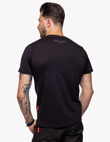 Men's T-Shirt Flyer. Color black. .