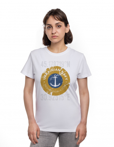 Жіноча Футболка Ukrainian Navy. Колір білий. .