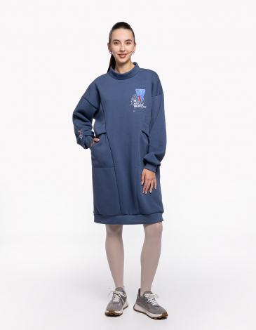 Women's Warm Dress Hutsul Space Program. Color denim. .