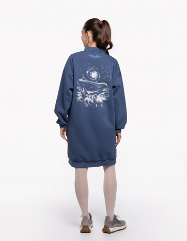 Women's Warm Dress Hutsul Space Program. Color denim. .