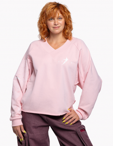 Women's Sweatshirt Bird Migration. Color pale pink. .
