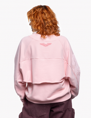 Women's Sweatshirt Bird Migration. Color pale pink. .