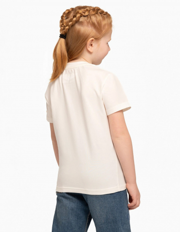 Kids T-Shirt Flamingo. Color off-white. .