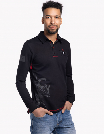 Чоловіче Поло Лонгслів Syla. Колір чорний. .