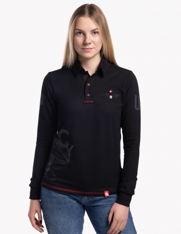 Polo Z Długim Rękawem Dla Kobiet Syla. Kolor czarny. .