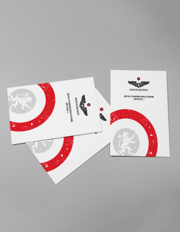 Postcard Lion Roundel. Color white. .