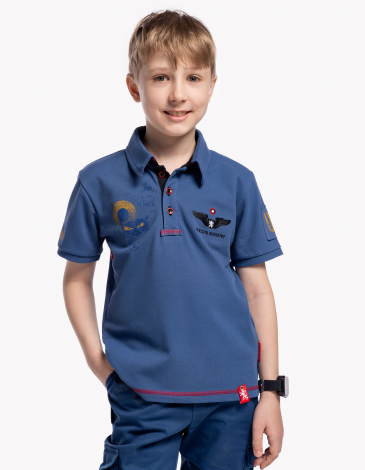 Kids Polo Shirt The Light Side. Color denim. .