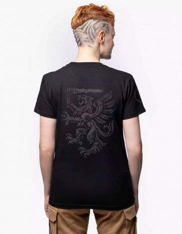 Жіноча Футболка 80 Бригада. Колір чорний. .