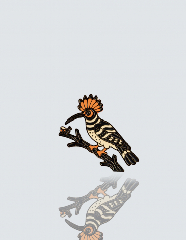 Pin Hoopoe. Color sand. .