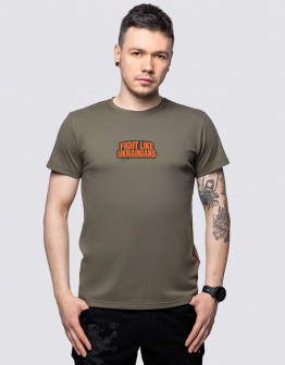 Men's T-Shirt Fight Like Ukrainians 2.0. Color khaki. .