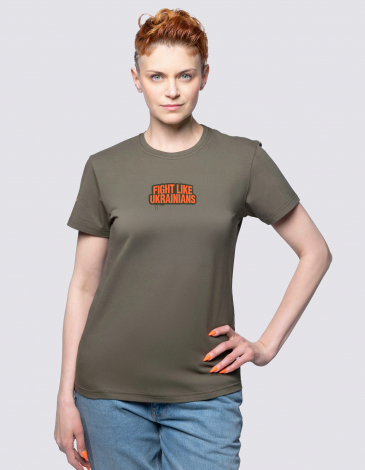Podkoszulka Damska Fight Like Ukrainians 2.0. Kolor khaki. .